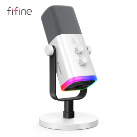 Imagem da oferta FIFINE XLR/USB Microfone Dinâmico com Conector para Fone de Ouvido/RGB/Mudo MIC para Gra