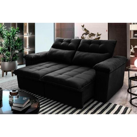 Imagem da oferta Sofá Retrátil/Reclinável Verona 2,00m Suede Velut Preto c/ Molas no Assento - King House