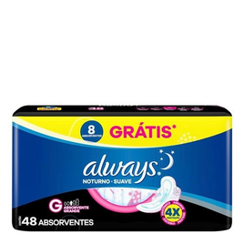 Imagem da oferta Absorvente Always Noturno Tamanho G Cobertura Suave - 48 Unidades