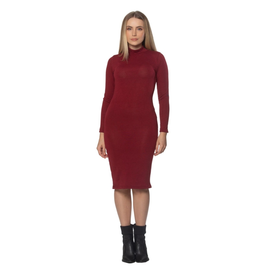 Imagem da oferta Vestido Midi Lanzinha Gola Alta Manga Longa Vermelho