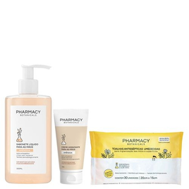 Imagem da oferta Kit Pharmacy Botanicals - Sabonete Líquido Amêndoas 300ml + Creme para as Mãos Amêndoas 50g + Toalhas Umedecidas Antissépticas - 30 Unidades