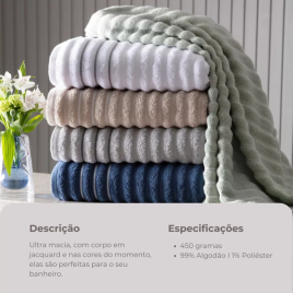 Imagem da oferta Jogo De Toalha Volumosa 450g/m² 4 Peças Jacquard Ondulada