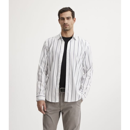 Imagem da oferta Camisa Comfort em Algodão com Listras e Manga Longa - Masculina