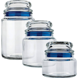 Imagem da oferta Conjunto Potes de Vidro Multiuso 3 Peças Euro Azul