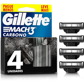 Imagem da oferta Gillette Mach3 Carbono Refil para Aparelho de Barbear reutilizável com Carvão Ativado e Fita Lubrificante Melhorada 4