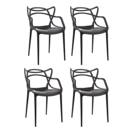 Imagem da oferta Cadeira de jantar Garden Life Allegra estrutura de cor preto 4 unidades