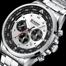 Imagem da oferta CURREN-Relógio de pulso quartzo masculino pulseira de aço inoxidável 316 relógio cronógrafo relógios de prata masc