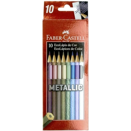 Imagem da oferta Lápis de Cor Sextavado Faber-Castell EcoLápis Metallic 120410G 10 Cores