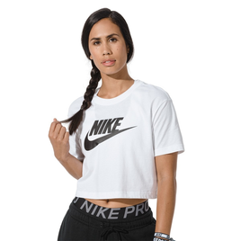 Imagem da oferta Camiseta Cropped Nike Sportswear Essential CR Feminina - Branco+Preto