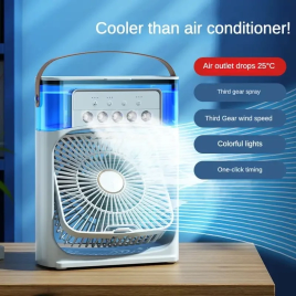 Imagem da oferta Refrigerador De Ar Ventilador Umidificador Portátil Com Led Reservatório De Água Led Usb