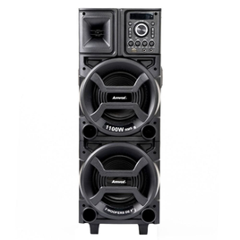 Imagem da oferta Torre de Som Amvox Duplo 8 Black ACA1101 com Luz de LED 2 Woofers de 8" Bluetooth Entradas UBS SD e Microfones - 1100W