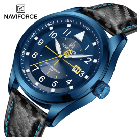 Imagem da oferta NAVIFORCE-Relógio Quartz de Couro Masculino com Data Display Relógios de Pulso Impermeáveis Relógio Clássico Mascul NF8022