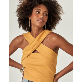 Imagem da oferta Cropped Decote Transpasse Zinzane Amarelo