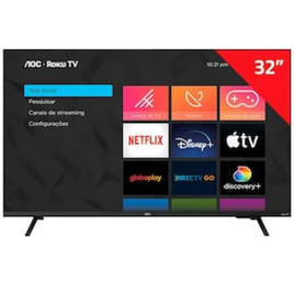 Imagem da oferta Smart TV LED 32" AOC LCD HD com Wi-Fi 2 USB 3 HDMI Controle Remoto Aplicativo Roku Botão Netflix -  32S5135/78G