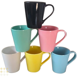 Imagem da oferta Jogo 6 Xícara Caneca Tulipa Lisa Porcelana Colorida - Mundo Da Porcelana