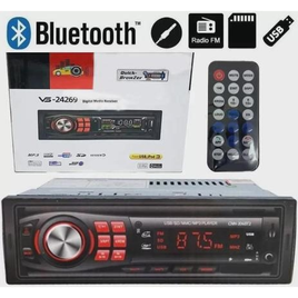 Imagem da oferta Radio Som Carro Mp3 P2 Auomotivo Veicular Bluetooth Fm Usb Sd Media Receiver VS-24269