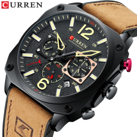 Imagem da oferta CURREN-marca de luxo masculina quartzo relógios de pulso masculino cronógrafo luminoso relógio de couro casual esport