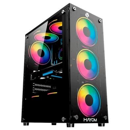 Imagem da oferta Gabinete Gamer Hayom GB1729 Mid Tower RGB ATX Lateral e Frontal em Vidro Temperado 4x Cooler Fan RGB Preto - GB1729