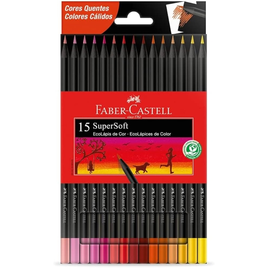 Imagem da oferta Ecolápis de cor Faber-Castell supersoft 120715SOFTCQ 15 cores tons quentes Multicor