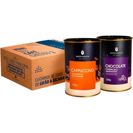 Imagem da oferta Pack de 2 Latas Lácteos 200g Santa Monica - Chocolate Europeu e Cappuccino