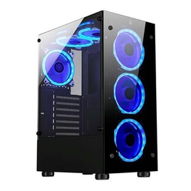 Imagem da oferta Gabinete Gamer Rise Mode Glass 06X Mid Tower Lateral em Vidro Fumê e Frontal em Vidro Temperado Preto - RM-CA-06X-FB