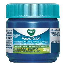 Imagem da oferta Descongestionante Vick VapoRub 28,2mg/g + 52,6mg/g + 13,3mg/g - 30g