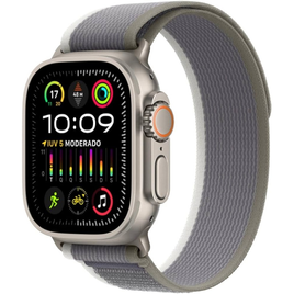 Imagem da oferta Apple Watch Ultra 2 GPS + Cellular Caixa de titânio 49 mm Pulseira loop Trail verde/cinza M/G