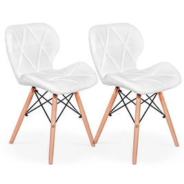 Imagem da oferta Par 2x Cadeira de Jantar Charles Eames Eiffel Slim Estofada Branco
