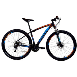 Bicicleta Aro 29 Rino Everest Color - 24v Cambios Shimano - Suspensão com Trava - Laranja+Azul