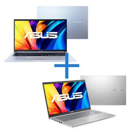 Imagem da oferta Kit Notebooks Asus Vivobook i3-1220P 4GB SSD 256GB W11 X1502ZA-EJ1764W + Vivobook 15 Pentium Gold 4GB SSD 128GB W11 X1500EA-EJ4239WS