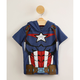 Imagem da oferta Camiseta Infantil de Algodão Capitão América com Capuz e Máscara