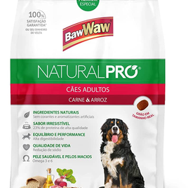 Imagem da oferta Ração Baw Waw Natural Pro para cães adultos sabor Carne e Arroz - 15kg