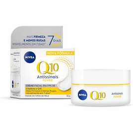 Imagem da oferta NIVEA Creme Facial Antissinais Q10 Power Dia FPS 30 50g - Reduz rugas e linhas de expressão hidrata intensamente e é a