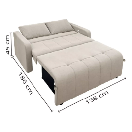 Imagem da oferta Sofá Cama 3 Lugares 1,38m Bege Amora Matrix Cor Bege