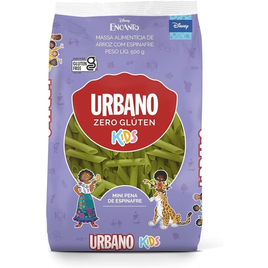 Imagem da oferta 10 Pacotes Macarrão de Arroz e Espinafre Urbano Mini Pena Kids - 500g