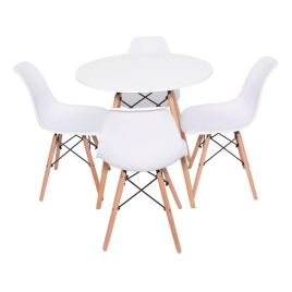 Imagem da oferta Conjunto Mesa Redonda Eiffel 70cm + 4 Cadeiras Eiffel Branca Cor Kit Conjunto Mesa Redonda 70cm Com 4 Cadeira Charles Eames