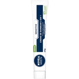 Imagem da oferta NIVEA MEN Creme de Barbear Sensitive 2 em 1 65g - Para peles sensíveis previne irritações com extrato de camomila e m