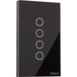 Imagem da oferta Steck Interruptor Inteligente 4×2 Touch Wi-Fi Steck Ambiente Conectado 4 Módulos Bivolt Preto