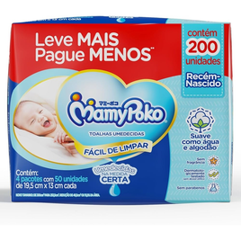 Imagem da oferta MamyPoko Lenços Umedecidos Recém-Nascido 200 Unidades