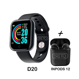 Imagem da oferta Relógio Smart Watch Digital D20 + Fone Bluetooth Sem Fio i12