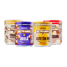 Imagem da oferta Combo Dream Team - 4 Pastas de 600g Sabor Avelã, Cookies & Cream, Bueníssimo e Leite em Pó - DR Peanut