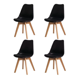 Imagem da oferta Kit 4 Cadeiras Para Mesa Sala De Jantar Saarinen Leda Wood Cor Da Estrutura Da Cadeira Preto Baba Shop