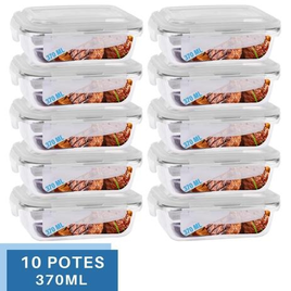 Imagem da oferta Conjunto 10 Potes Vidro Hermético Mantimentos Marmita 370ml