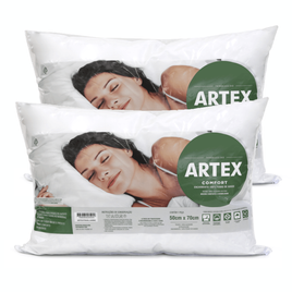 Imagem da oferta Kit Travesseiro Penas de Ganso Antialérgico Comfort 2 Peças Standard Branco -