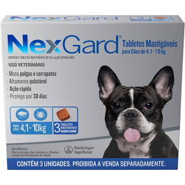 Imagem da oferta NexGard Antipulgas e Carrapatos para Cães de 41 a 10kg 3 tabletes