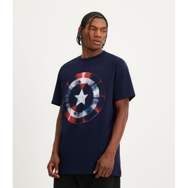Imagem da oferta Camiseta Regular em Meia Malha com Estampa Escudo do Capitão América