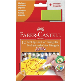 Imagem da oferta Faber-Castell 12.3012AP EcoLápis Triangular Jumbo - Lápis de Cor Apontador incluído com Depósito 12 Cores