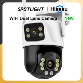 Imagem da oferta Hiseeu-Câmera de Vigilância Sem Fio Lente Dupla Wifi Zoom Digital 4X Detecção Humana