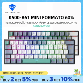 Imagem da oferta Machenike K500-B61 Mini Teclado Mecânico 60% ABNT2 Layout RGB Backlight Hot-swappable NKRO Wired Gaming Teclado Para PC