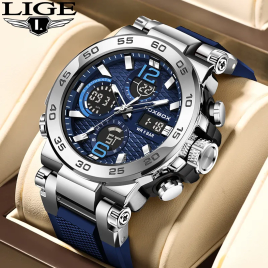 Imagem da oferta LIGE-Relógios de pulso de luxo LCD masculino relógio esportivo luminoso relógio masculino quartzo militar à prova d'